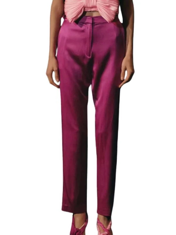 women's maternity pantsClassic Slim Leg Silk Trouser In Violet