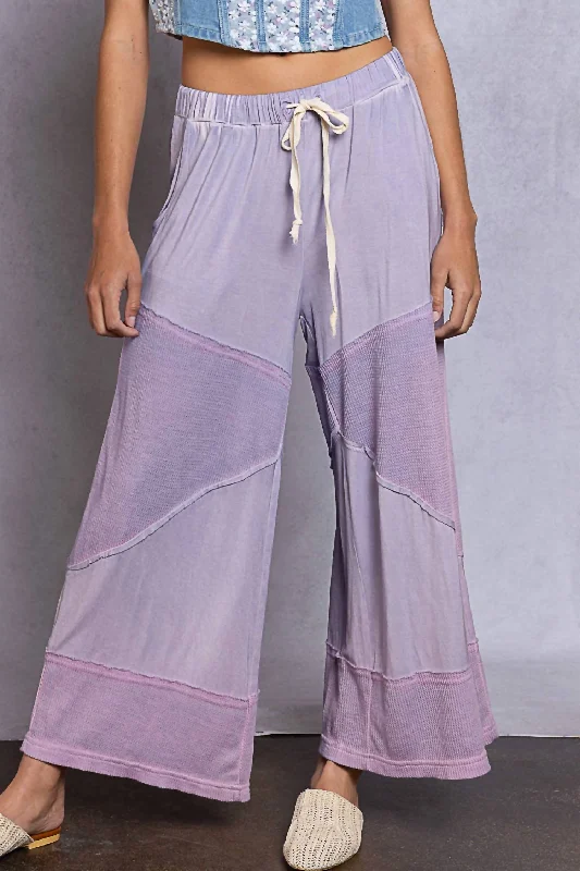 women's denim pantsContrast Knit Culottes In Dusty Lilac