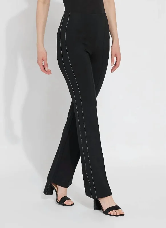 women's bootcut pantsElysse Embellished Knit Trouser With Micro-Bead Stripe In Black