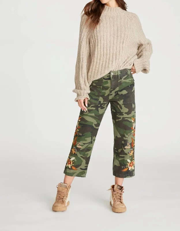 women's flare pantsEmbroidered Capris In Camo