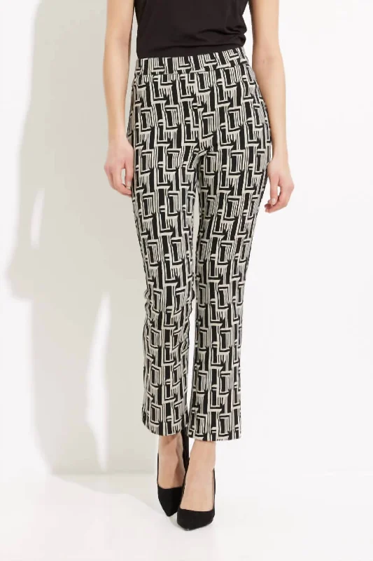 women's high-waisted pantsGeo Print Straight Leg Pant In Black /beige