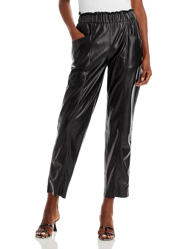 women's corduroy pantsHarper Womens Faux Leather Mid Rise Ankle Pants