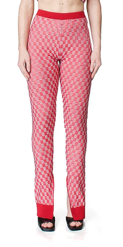 women's moisture-wicking pantsJacquard Check Pants In Red/white