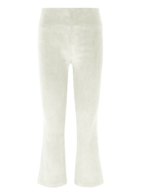 women's elegant pantsLeo Fine Corduroy Crop Flare In White