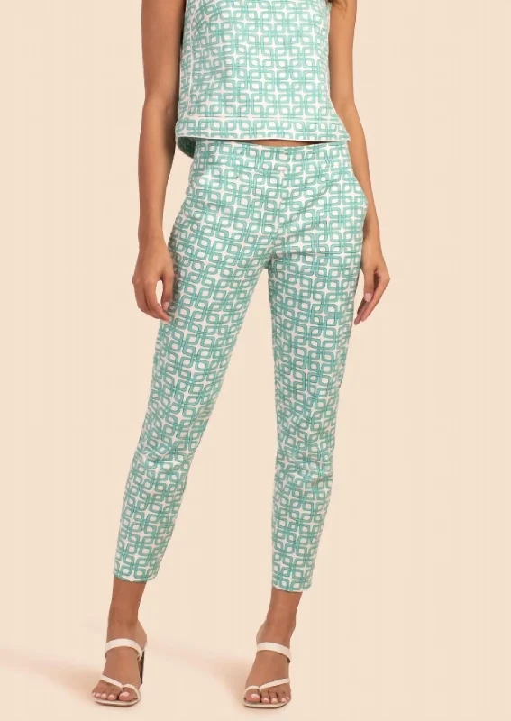 women's patterned pantsMoss 2 Pant In Turquoise