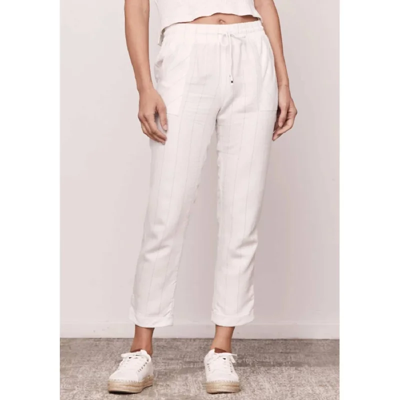 women's velvet pantsPinstripe Kennedy Jogger In White