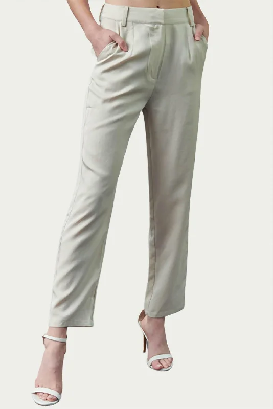 women's sophisticated pantsPleated High-Rise Linen-Blend Pant In Oatmeal