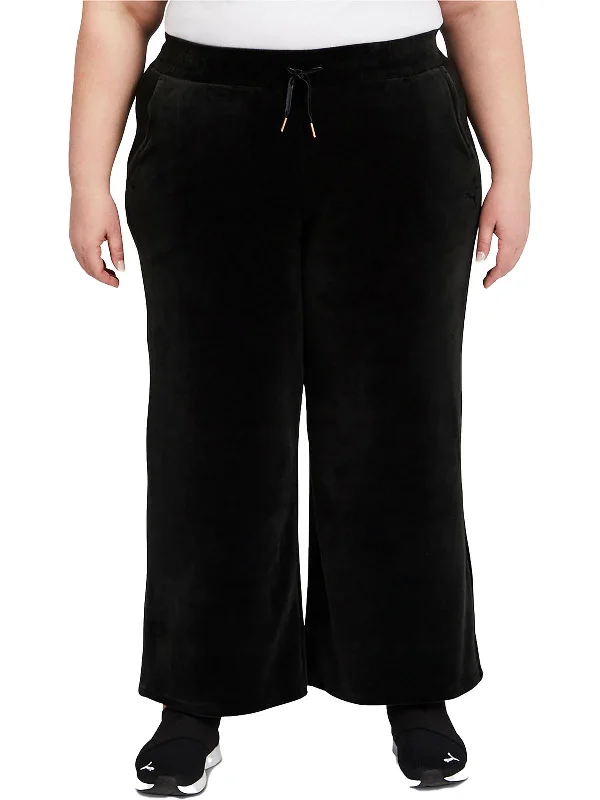 women's patched pantsPlus Womens Corduroy High Rise Wide Leg Pants