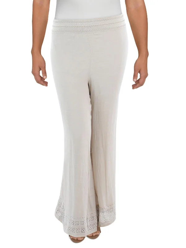 women's ripped pantsPlus Womens Woven Wide-Leg Palazzo Pants