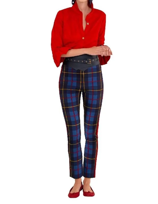 women's wool pantsPull On Pant - Plaidly Cooper In Blue Plaid