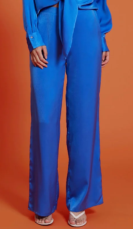 women's trendy pantsRue Satin Pant In Blue