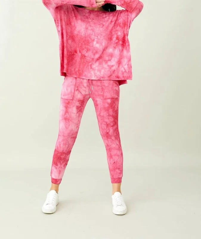 women's yoga pantsSoft Stretch Tie Dye Jogger In Candy