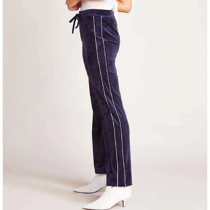 women's stretch pantsSporty Spice Velour Pant In Navy