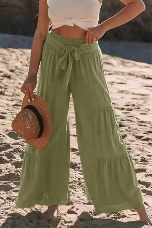 women's adventure pantsTiered Wide Leg Pants In Olive