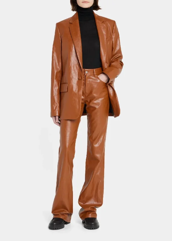 women's running pantsVegan Leather Freddie Pant In Cognac