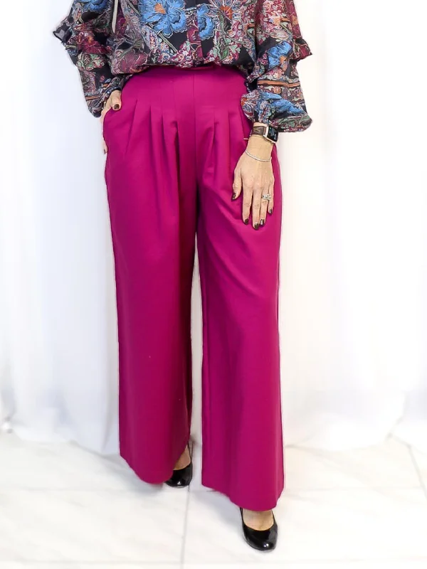 women's tall pantsWide Leg Corset Pants In Magenta