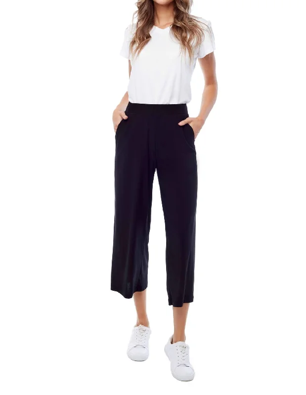 women's stretch pantsWide Leg Cropped Pant In Black