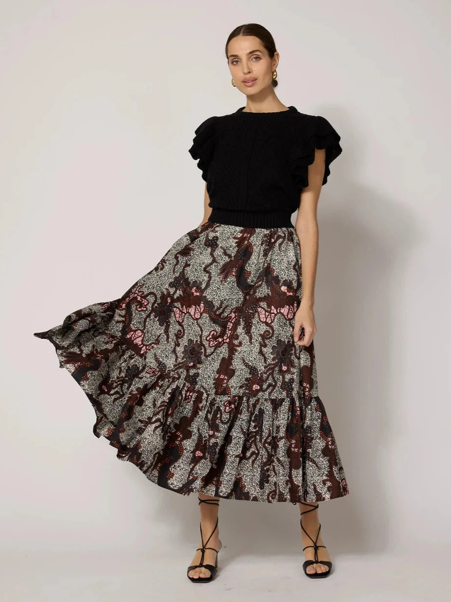 women's zip-front midi skirts for eventsKeisha Ankle Skirt in Castello