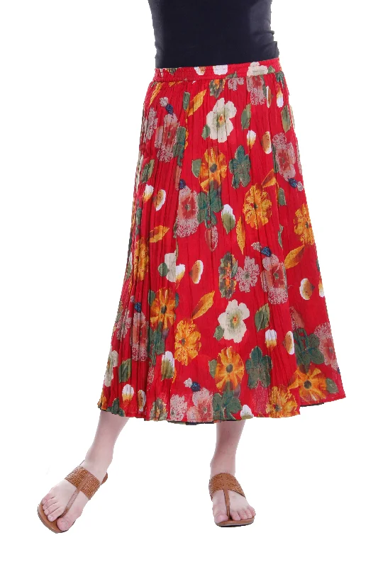 women's summer midi skirtsLa Cera Plus Size Crinkle Printed Reversible Skirt