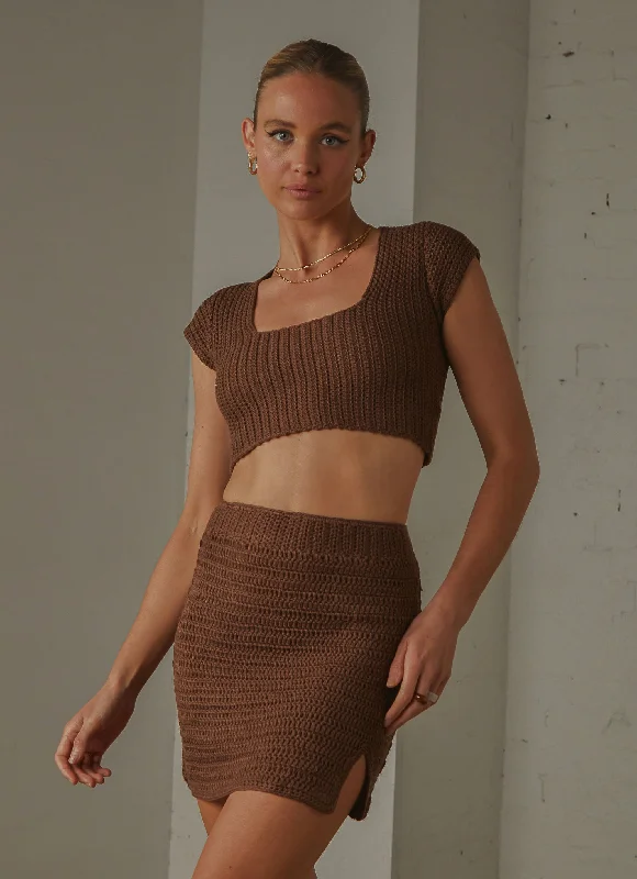 women's cocktail skirtsSummer Style Crochet skirt - Choc Brown