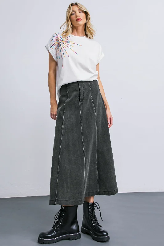 women's midi skirtsGOING WITH THE SEASON DENIM SKIRT